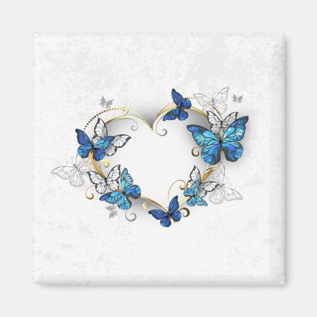 Íman Jewelry Heart with Butterflies Morpho (Frente)