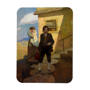 Íman Jim Hawkins sai de casa por Newell Convers Wyeth