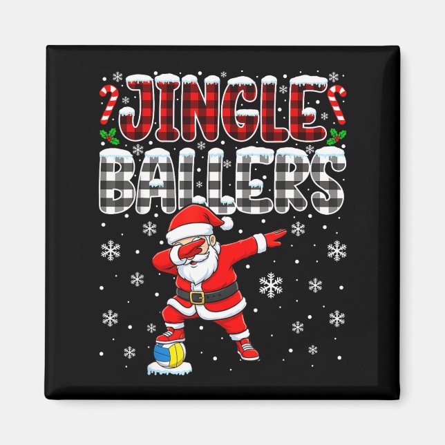 Íman Jingle Ballers Plaid Santa Dabbing Volleyball Chri (Frente)