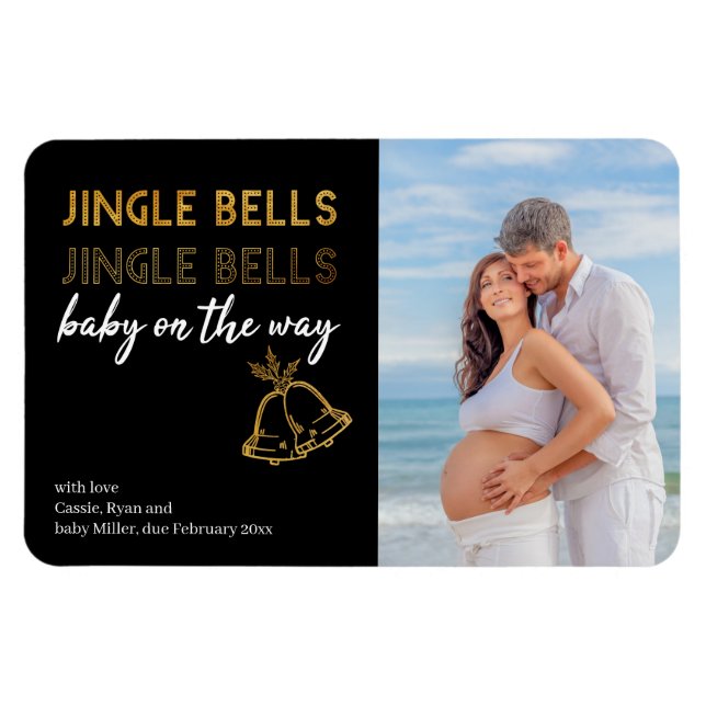 Íman Jingle Bells Baby no Way Christmas Photo (Horizontal)