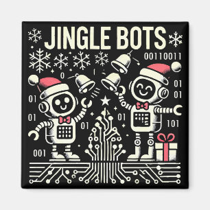 Íman Jingle Bots Festivos Holiday Robots com Santa Hats