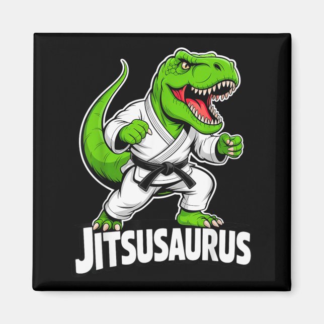 Íman Jitsusaurus Dinossauro Engraçado T-rex Verde Brasi (Frente)