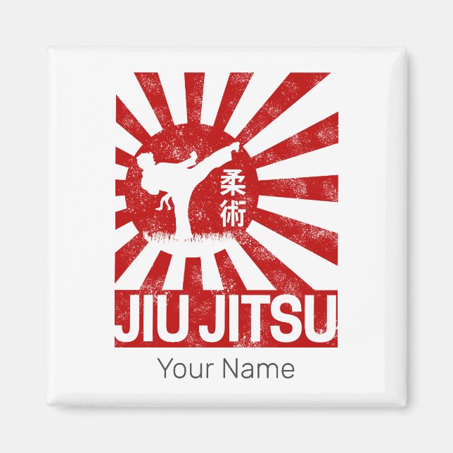 Íman Jiu Jitsu Fighter Japonês Vintage Artes Marciais (Frente)