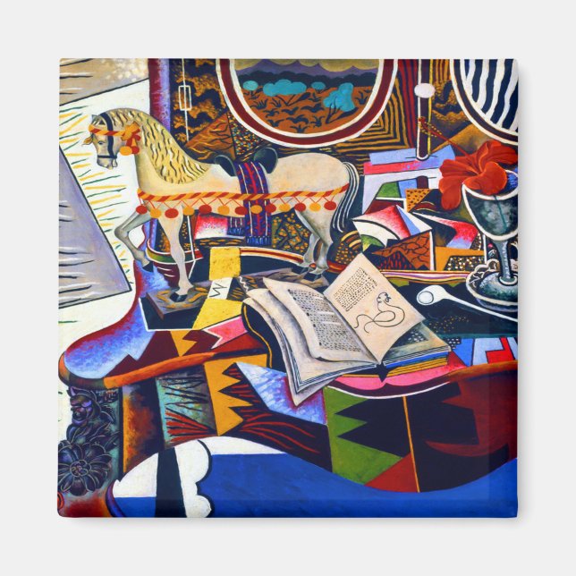 Íman Joan Miro Horse Pipe e Flor Vermelho (Frente)