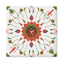 Joaninha de Natal Vermelha Branca Verde