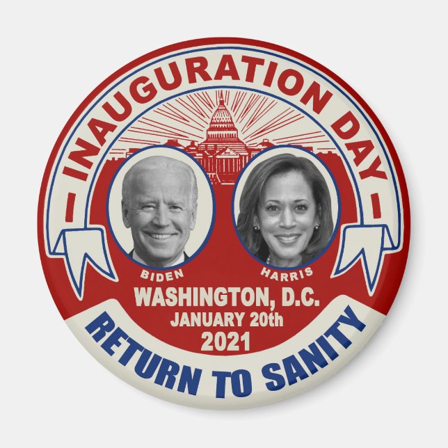 Íman Joe Biden Kamala Harris Dia da Inauguração Souveni (Frente)