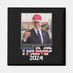 Íman Joe Biden Vestindo um Chapéu do Trump Eleição 2024