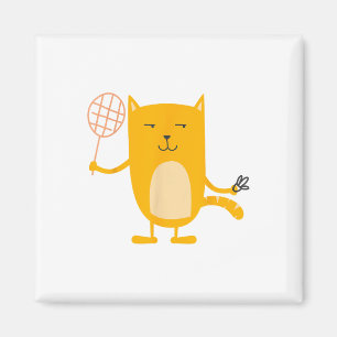 Íman Jogador de Badminton com Gráfico de Gato Esportivo
