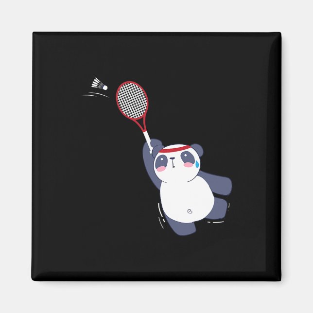 Íman Jogador de Badminton do Panda Bear Solteiros dupli (Frente)