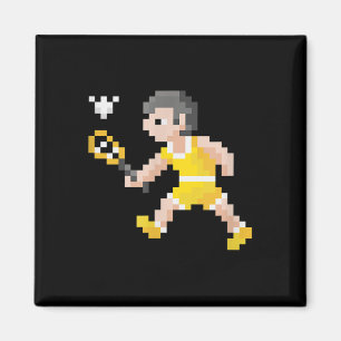 Íman Jogador de Badminton em Pixel Art de Video Game Re