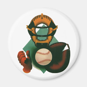 Íman Jogador de Basebol Esportivo Vintage, Catcher com
