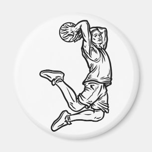 Íman Jogador de Basquete Fazendo Design Escuro de Slam
