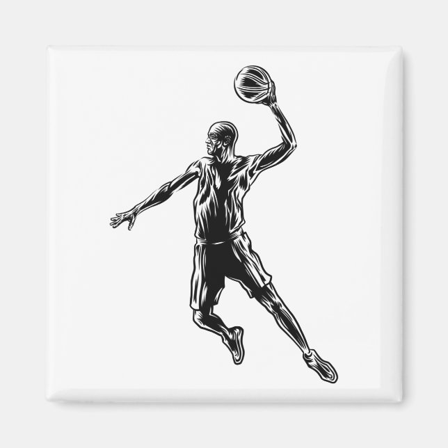 Íman Jogador de basquete Slam Dunk Dark Design (Frente)