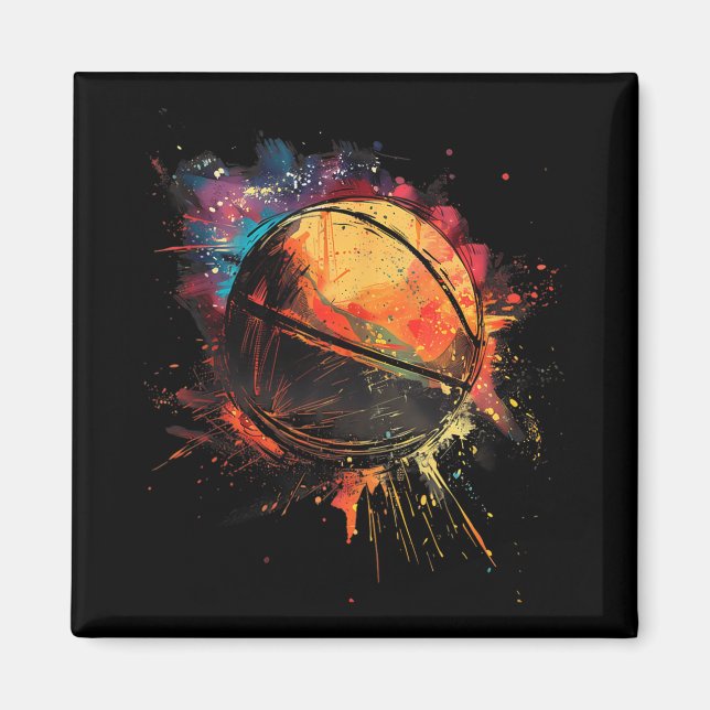 Íman Jogador de Basquetebol com Aquarela (Frente)