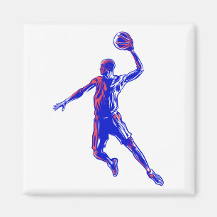 Íman Jogador de basquetebol Slam Dunk, Vermelho e Azul