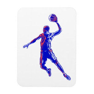 Íman Jogador de basquetebol Slam Dunk, Vermelho e Azul 