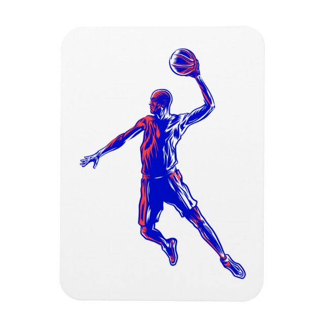 Íman Jogador de basquetebol Slam Dunk, Vermelho e Azul  (Vertical)