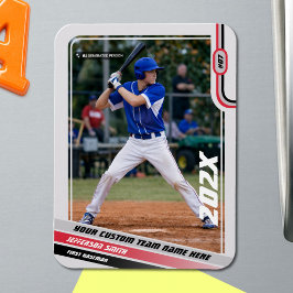Íman Jogador de Beisebol Personalizado Vermelho
