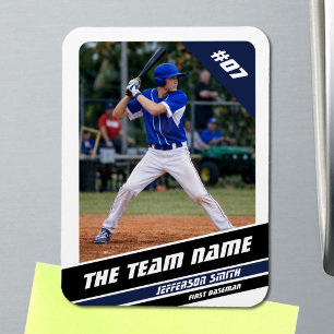 Íman Jogador de Beisebol Personalizável Branco Azul