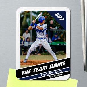 Íman Jogador de Beisebol Personalizável Branco Azul