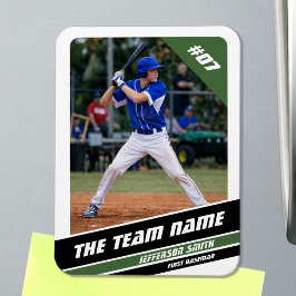 Íman Jogador de Beisebol Personalizável Branco Verde