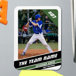 Íman Jogador de Beisebol Personalizável Branco Verde