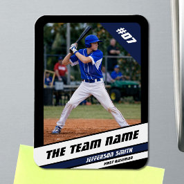 Íman Jogador de Beisebol Personalizável Preto Azul