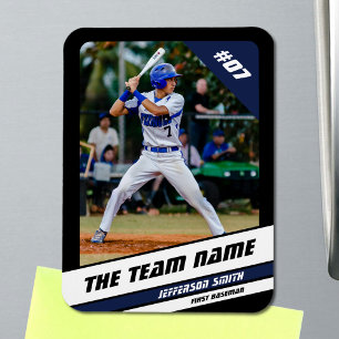 Íman Jogador de Beisebol Personalizável Preto Azul