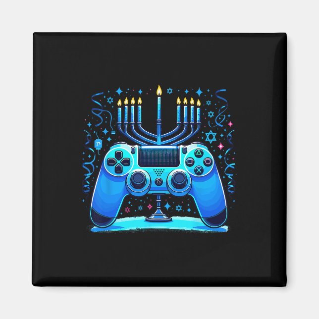 Íman Jogador de Console de Vídeo Game Judaico Hanukkah  (Frente)