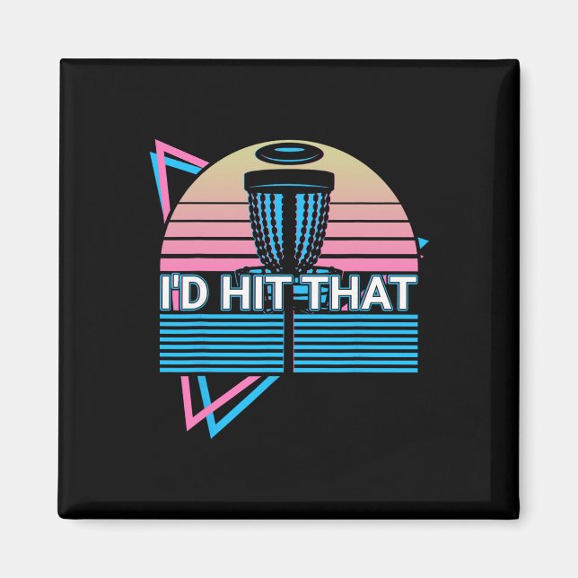 Íman Jogador de Disc Golf Engraçado Retro Eu Acertaria  (Frente)