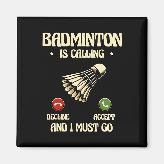 Íman Jogador de Dminton Engraçado Design 28 (Frente)