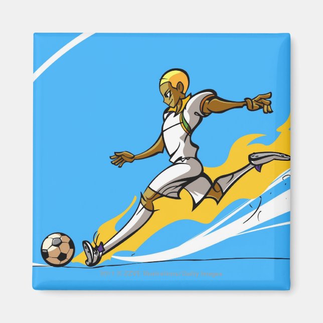 Íman Jogador de futebol chutando uma bola de futebol (Frente)