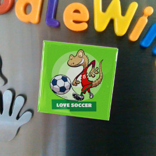 Íman Jogador de futebol do Love Soccer Cute Gecko Engra