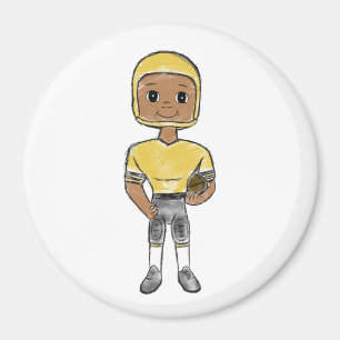 Íman jogador de futebol retrô vintage preto amarelo sim