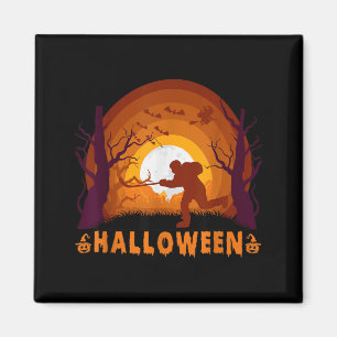 Íman Jogador de Hóquei E Silhueta Da Lua Funny Hallowee