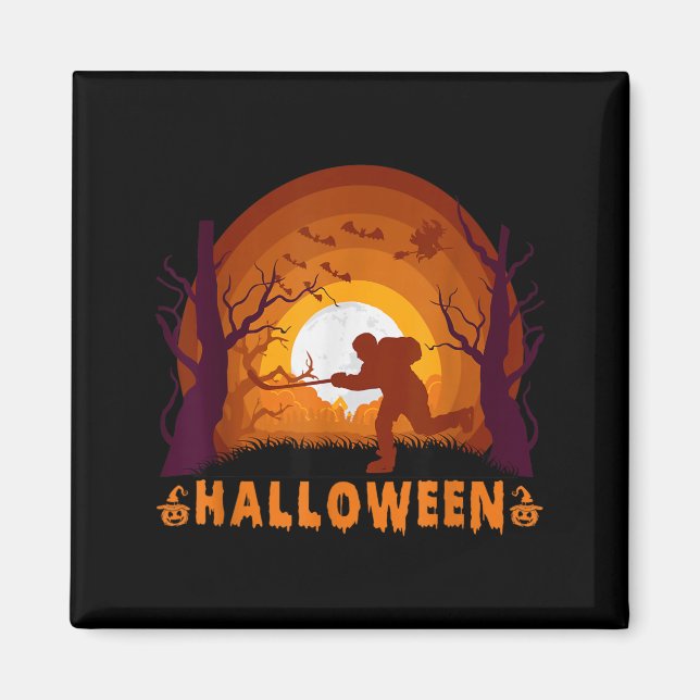 Íman Jogador de Hóquei E Silhueta Da Lua Funny Hallowee (Frente)