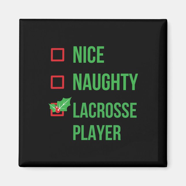 Íman Jogador de Lacrosse Engraçado Presente de Natal do (Frente)