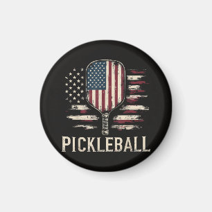 Íman Jogador de Pickleball Bandeira dos EUA Retro Paddl