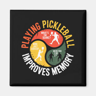 Íman Jogador de pickleball jogando memória humor retro