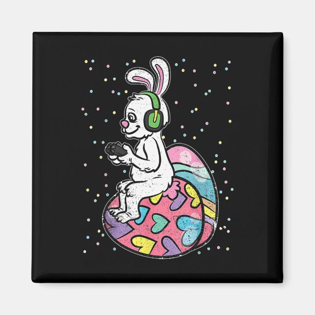 Íman Jogador De Vídeo De Coelho Da Páscoa Com Controle (Frente)