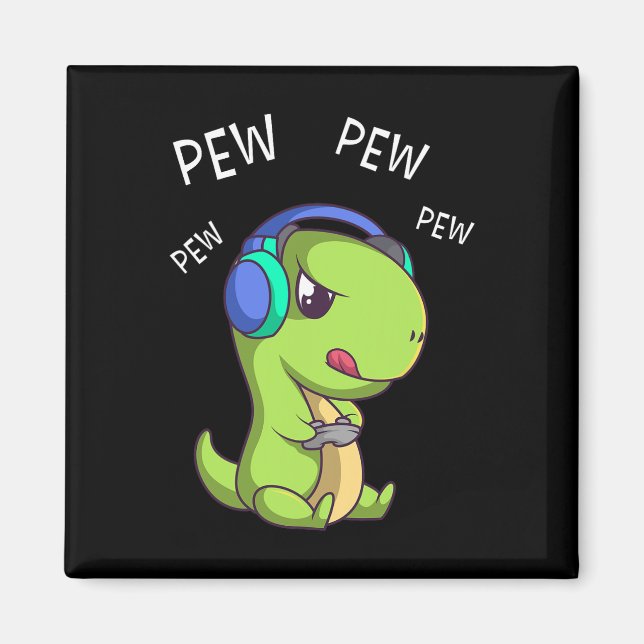 Íman Jogador de Vídeo T-rex do Dinossaur de Pew Pew Pew (Frente)