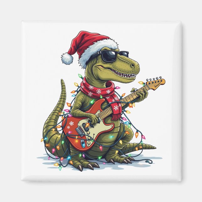 Íman Jogador de Violão Dinossauro Xmas (Frente)