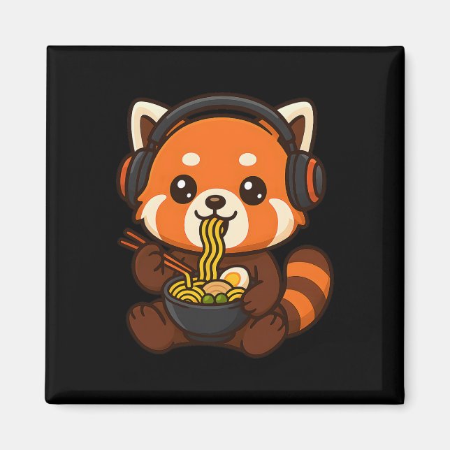 Íman Jogador do Red Panda Gaming Comendo Ramen  (Frente)