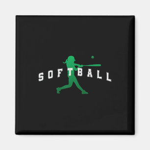 Íman Jogador do Time Verde de Softball Texto Varsity