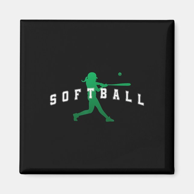Íman Jogador do Time Verde de Softball Texto Varsity (Frente)