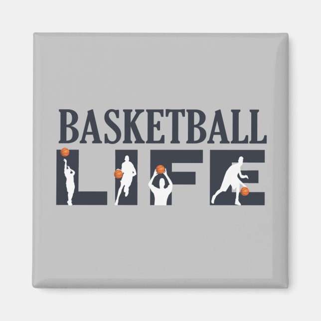Íman Jogadores de basquete driblando com bola de laranj (Frente)
