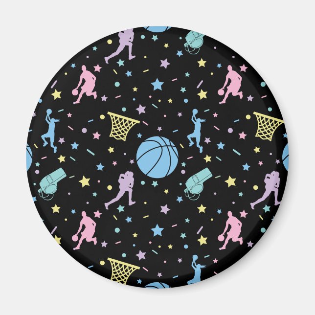 Íman Jogadores De Basquete Meninos - Padrão De Estrelas (Frente)