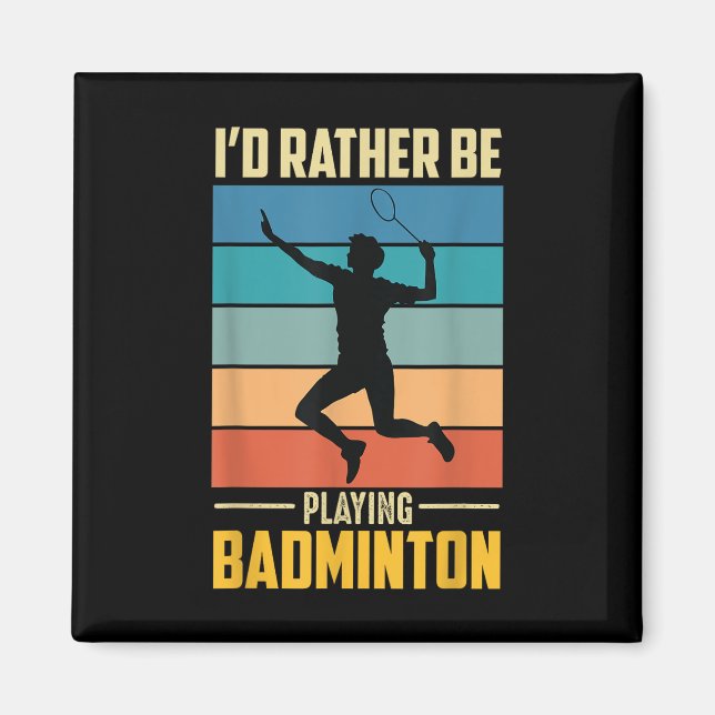 Íman Jogar Jogo de Jogador de Badminton Retro Peteca de (Frente)