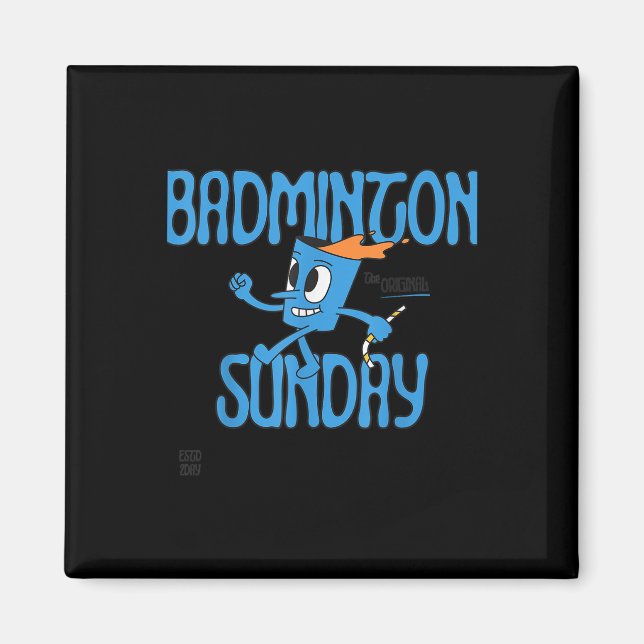 Íman Jogo de Badminton de domingo com raquete e peteca  (Frente)