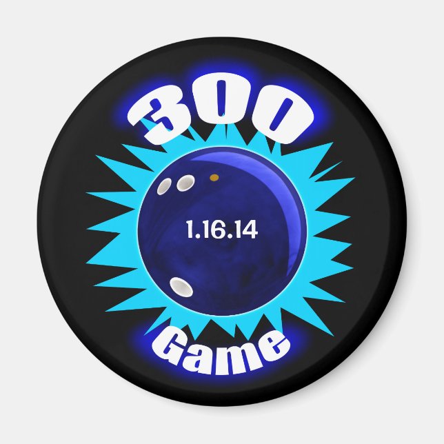 Íman Jogo de Boliches Personalizadas 300, com data, (Frente)